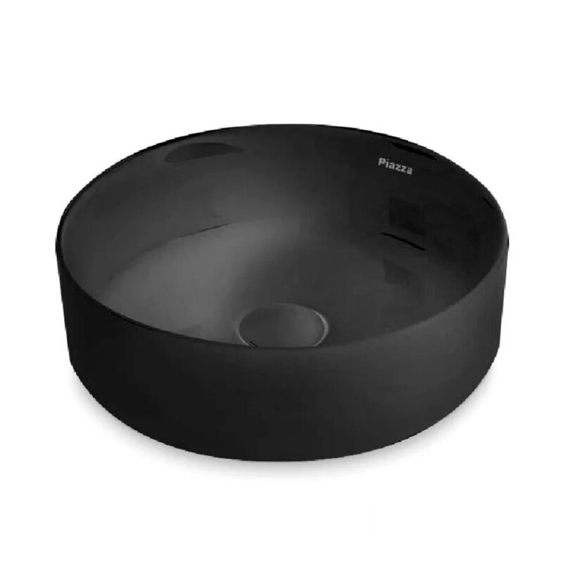 Bacha Lavatorio Baño Redonda Negra Pileta Apoyo Piazza A524