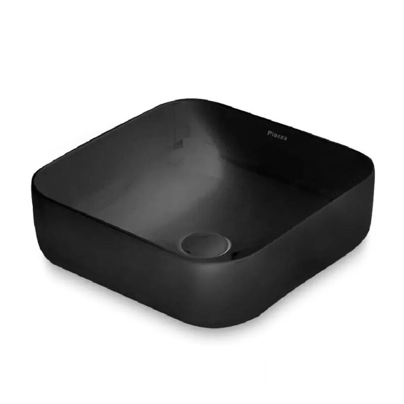 Bacha Lavatorio Baño Apoyo Pileta Cuadrada Piazza A423 Negra