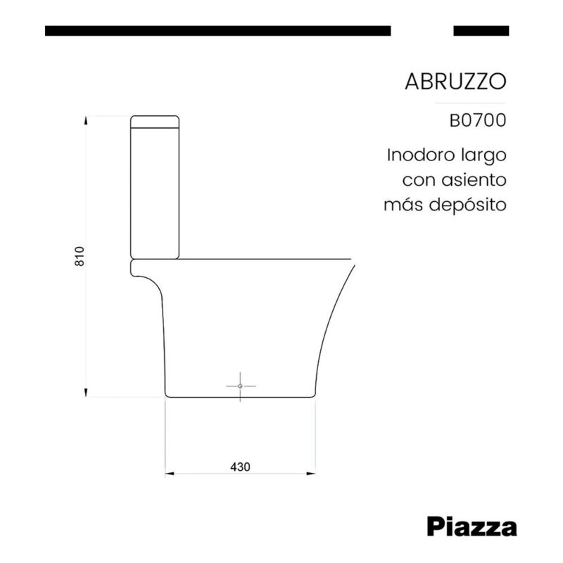 Inodoro Largo Apoyo Con Deposito Dual Y Tapa Piazza Abruzzo