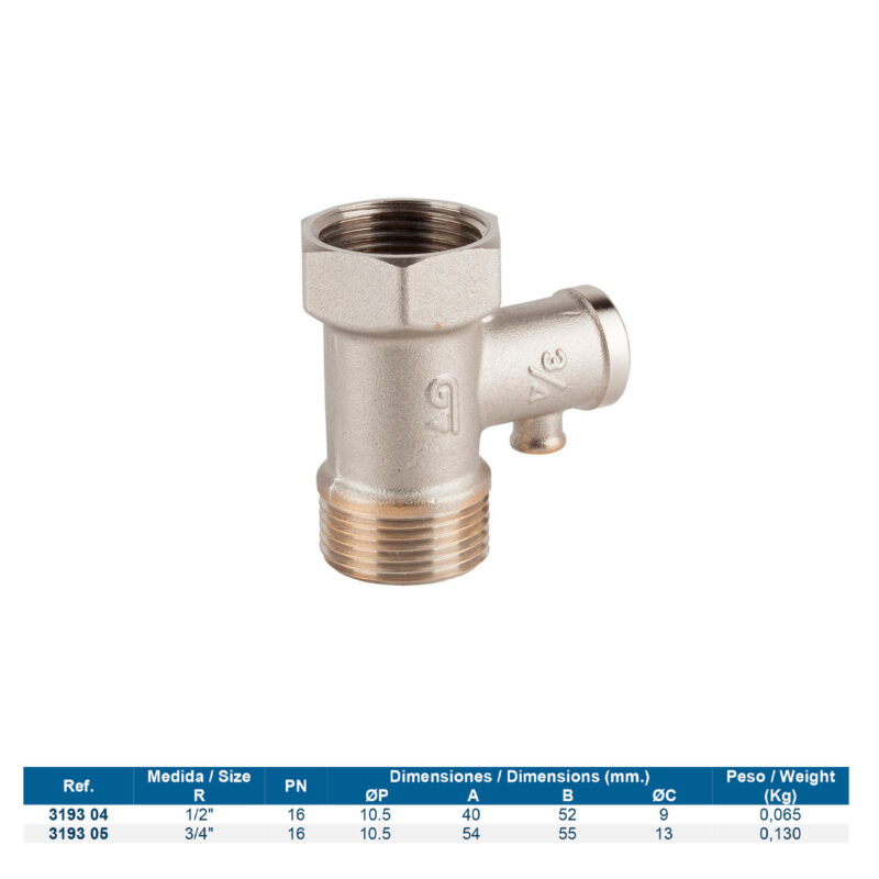 Válvula de seguridad para termo Genebre