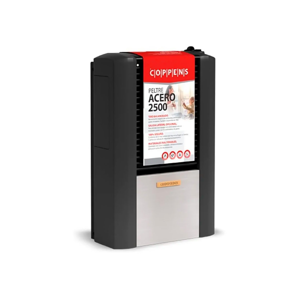Calefactor Coppens 2500 Kcal Pelre Acero Tiro Balanceado Izquierdo