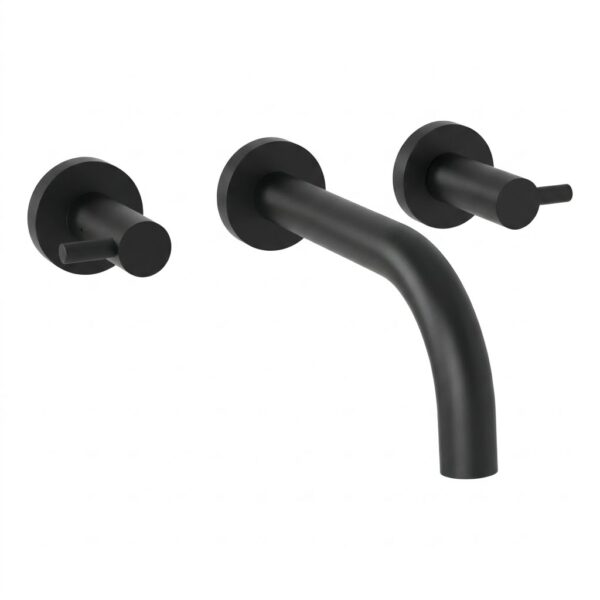 Griferia Lavatorio Pared Hidromet Jet Black Negra Cceramico Color Negro